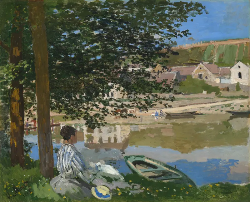 On the Bank of the Seine, Bennecourt Wall Art by Claude Monet - High-Resolution Digital Print