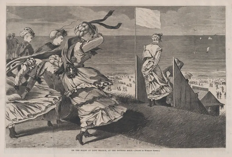 On the Bluff at Long Branch, at the Bathing Hour (from "Harper's Weekly," Vol. XIV) Wall Art by Winslow Homer - High-Resolution Digital Print