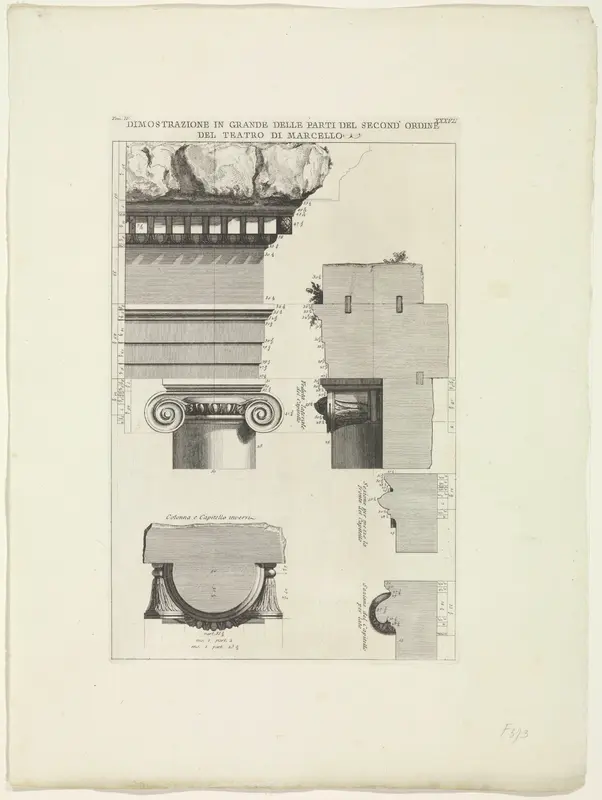 Onderdelen van het Theater van Marcellus te Rome Wall Art by Giovanni Battista Piranesi - High-Resolution Digital Print