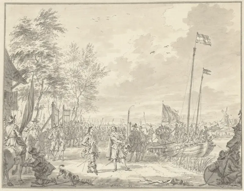 Onderhandeling tussen afgevaardigden van Amsterdam en graaf Willem Frederik bij Hofstede Welna aan de Amstel, 1650 Wall Art by Simon Fokke - High-Resolution Digital Print