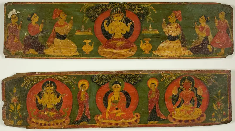 One of a Pair of Manuscript Covers from the Perfection of Wisdom Sutra (Ashtasahasrika Prajnaparamita Sutra) Wall Art by Unknown - High-Resolution Digital Print