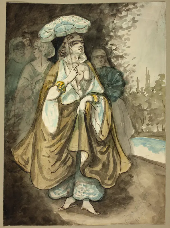 One of the Ladies of the Harem (recto); Fragment of a Landscape (verso) Wall Art by Constantin Guys - High-Resolution Digital Print