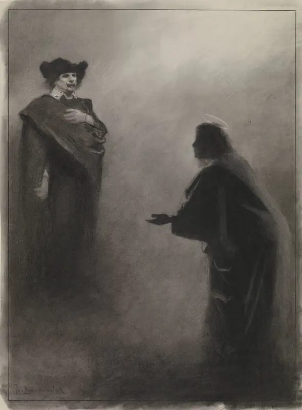 Ongeïdentificeerde voorstelling: Rembrandt en Christus (?) Wall Art by Johan Braakensiek - High-Resolution Digital Print