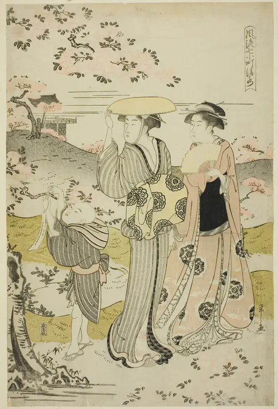Ono no Komachi Visiting Kiyomizu Temple, from the series The Fashionable Seven Komachi (Furyu nana Komachi) Wall Art by Chôbunsai Eishi - High-Resolution Digital Print