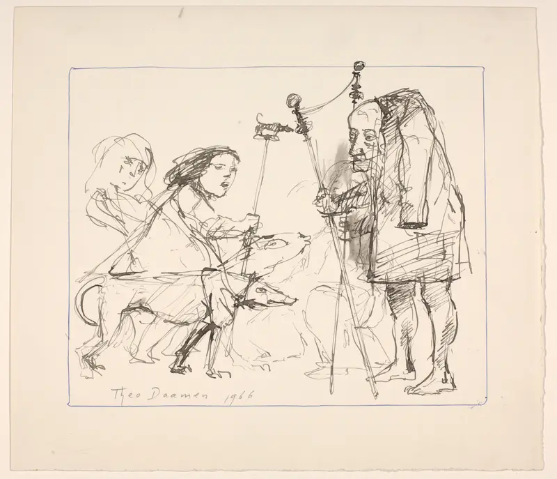 Ontmoeting tussen een groep figuren Wall Art by Unknown - High-Resolution Digital Print