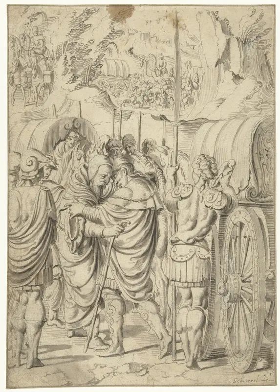 Ontmoeting van Abraham en Melchisedek Wall Art by Aertgen Claesz van Leyden - High-Resolution Digital Print