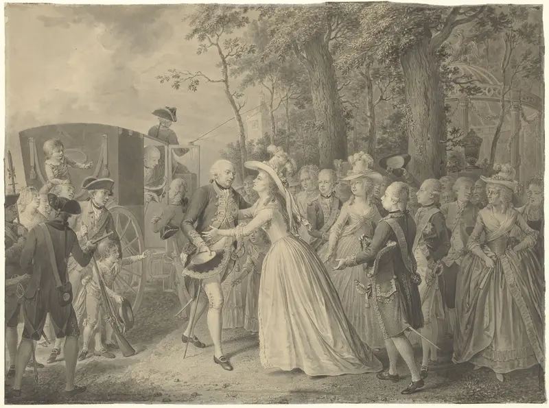 Ontmoeting van prinses Wilhelmina met haar broer koning Frederik Willem II van Pruisen te Kleef, 1788” Wall Art by Willem Joseph Laquy - High-Resolution Digital Print