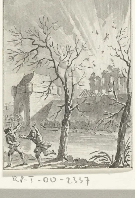 Ontploffing van het kruitmagazijn te Maastricht, 21 december 1761 Wall Art by Jacobus Buys - High-Resolution Digital Print
