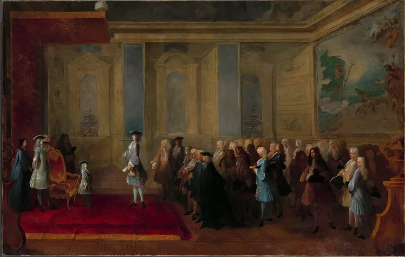 Ontvangst van Cornelis Hop (1685-1762) als gezant der Staten Generaal aan het hof van Lodewijk XV, 24 juli 1719 Wall Art by Louis-Michel Dumesnil - High-Resolution Digital Print