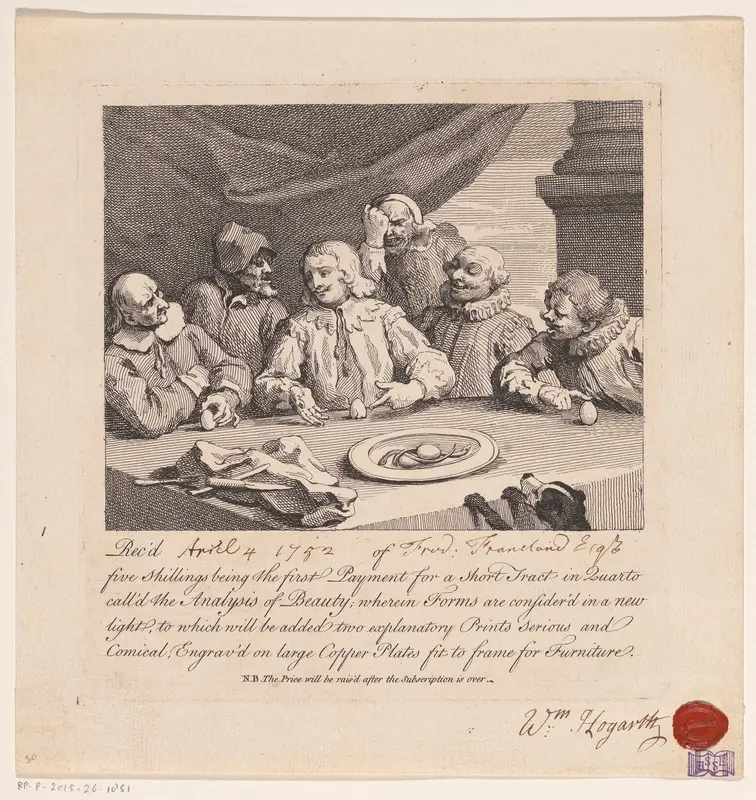 Ontvangstbewijs voor een aanbetaling voor The Analysis of Beauty door William Hogarth Wall Art by William Hogarth - High-Resolution Digital Print
