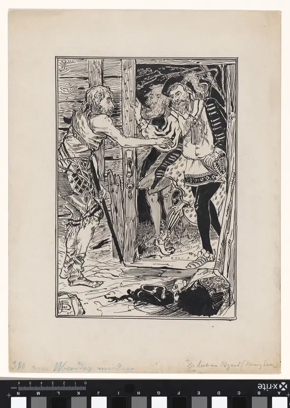 Ontwerp illustratie voor King Lear van Shakespeare: De hut van Edgard Wall Art by Jacob Pieter van den Bosch - High-Resolution Digital Print