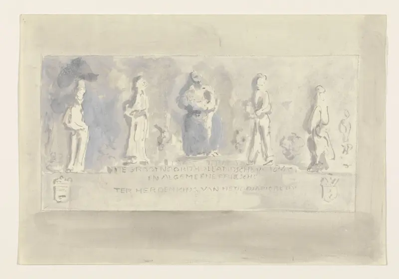 Ontwerp ter gelegenheid van het 100-jarige jubileum van De Grootnoordhollandsche van 1845 en Algemeene Friesche Wall Art by Carel Adolph Lion Cachet - High-Resolution Digital Print