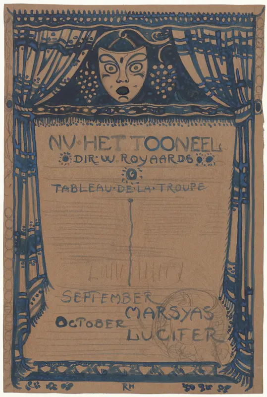 Ontwerp voor affiche Tableau de la Troupe van Het Toneel Wall Art by Richard Nicolaüs Roland Holst - High-Resolution Digital Print