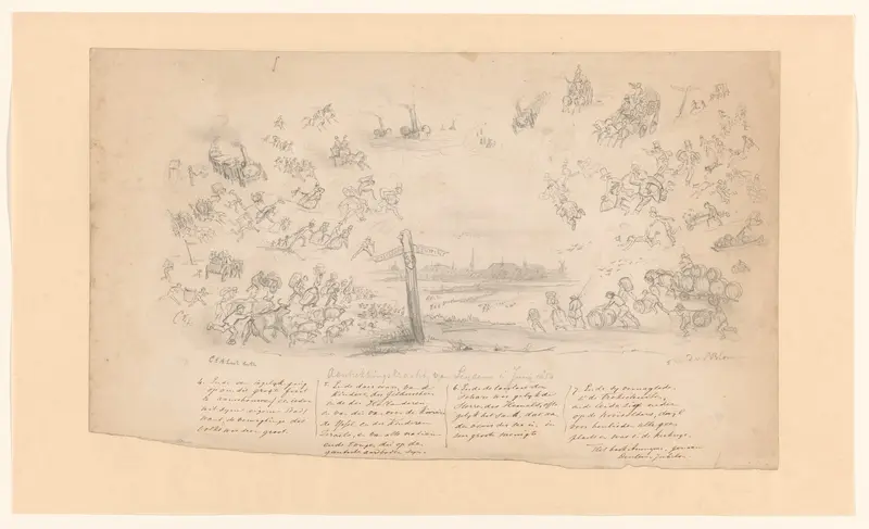 Ontwerp voor Almanakprent: Aantrekkingskracht van Leyden in Junij 1850 Wall Art by Carel Vosmaer - High-Resolution Digital Print