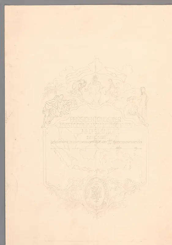 Ontwerp voor bijlage pensioenbrief Pensioenfonds der NV Stoomvaartmaatschappij Nederland Wall Art by Carel Adolph Lion Cachet - High-Resolution Digital Print