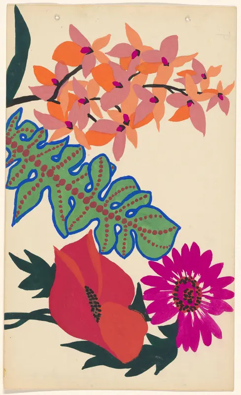 Ontwerp voor borduurwerk van bladeren en bloemen Wall Art by Paul Poiret - High-Resolution Digital Print