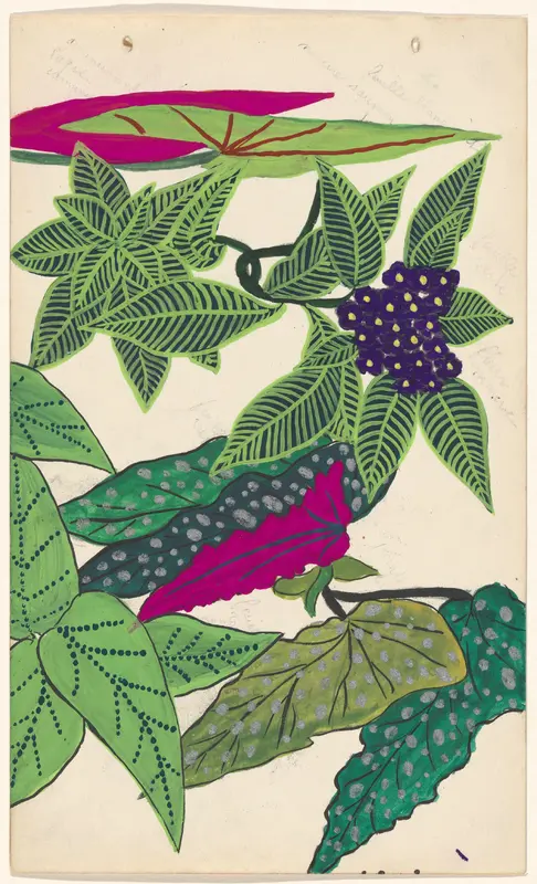 Ontwerp voor borduurwerk van bloemen en bladeren Wall Art by Paul Poiret - High-Resolution Digital Print