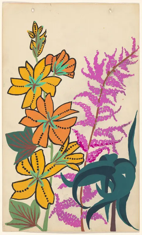 Ontwerp voor borduurwerk van bloemtakken en bladeren Wall Art by Paul Poiret - High-Resolution Digital Print