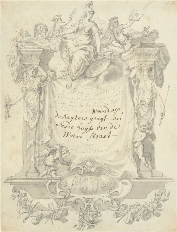Ontwerp voor de adreskaart van Jacob Roeters Wall Art by Simon Fokke - High-Resolution Digital Print