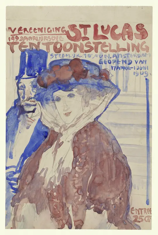 Ontwerp voor de afiche van de 19e jaarlijkse Tentoonstelling van Vereening St. Lukas in het Stedelijk Museum te Amsterdam Wall Art by Leo Gestel - High-Resolution Digital Print