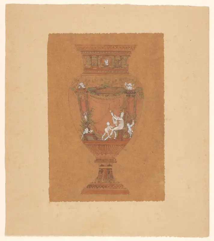 Ontwerp voor (de beschildering van) een vaas, vermoedelijk van Sèvres porselein Wall Art by unknown - High-Resolution Digital Print