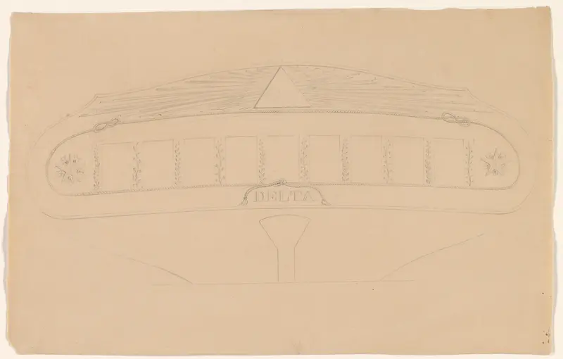 Ontwerp voor de decoratie van de spiegel van het fregat Broedertrouw Wall Art by A.J. Schouten (1775-1849) - High-Resolution Digital Print