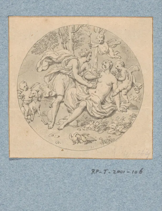Ontwerp voor de decoratie van een horlogekast met Venus en Adonis Wall Art by Louis Fabritius Dubourg - High-Resolution Digital Print