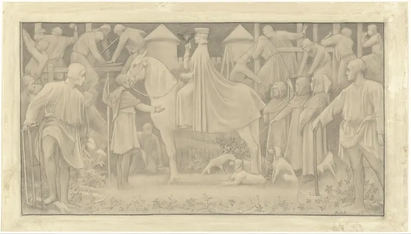 Ontwerp voor de Eerste Bossche Wand: stichting van 's-Hertogenbosch door Hertog Hendrik van Brabant Wall Art by Antoon Derkinderen - High-Resolution Digital Print