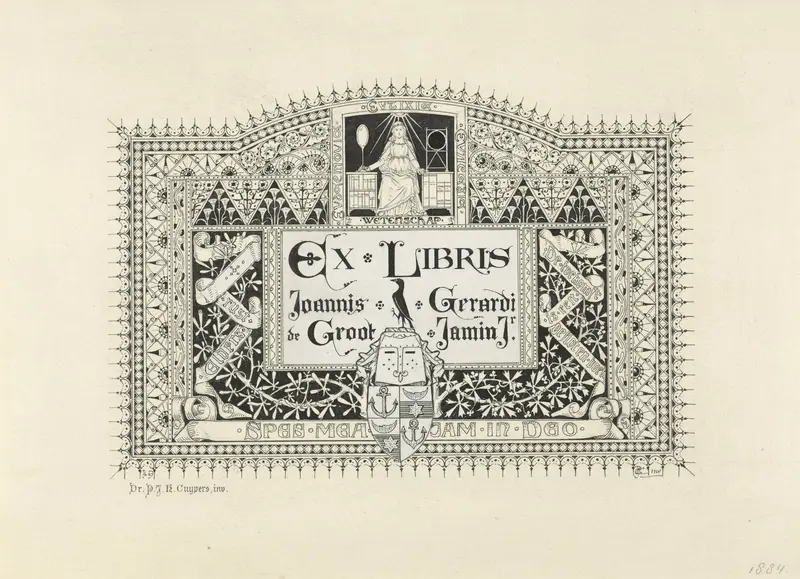 Ontwerp voor de ex libris van Joannes Gerardus de Groot Jamin jr. Wall Art by Pierre Joseph Hubert Cuypers - High-Resolution Digital Print