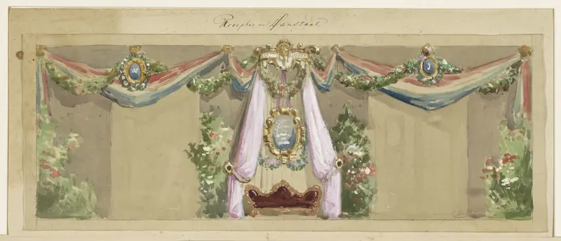 Ontwerp voor de feestdecoratie ter gelegenheid van het zilveren huwelijk van J.C. van Pappelendam en echtgenote Wall Art by Cornelis Springer - High-Resolution Digital Print