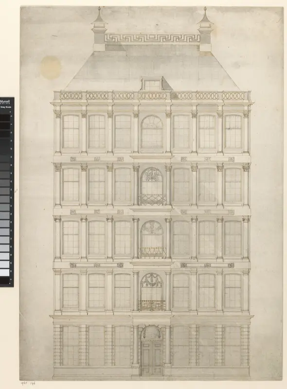 Ontwerp voor de gevel van een gebouw met vier verdiepingen Wall Art by anonymous - High-Resolution Digital Print