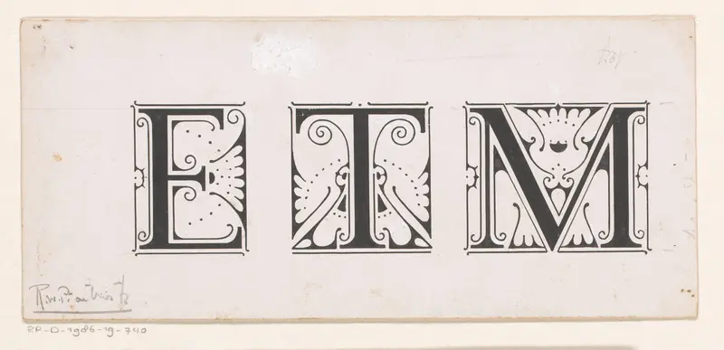 Ontwerp voor de initialen E, T, M Wall Art by Unknown - High-Resolution Digital Print