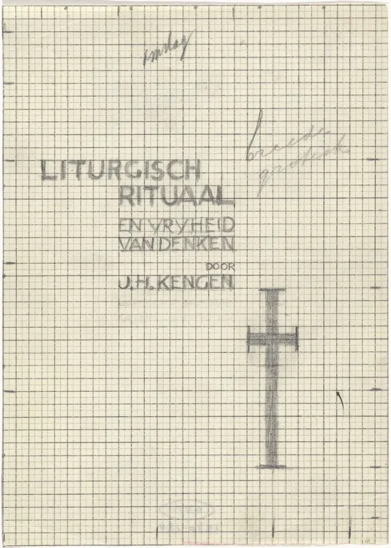 Ontwerp voor de omslag van de folder Liturgisch Rituaal en vrijheid van denken, door J.H. Kengen Wall Art by Mathieu Lauweriks - High-Resolution Digital Print