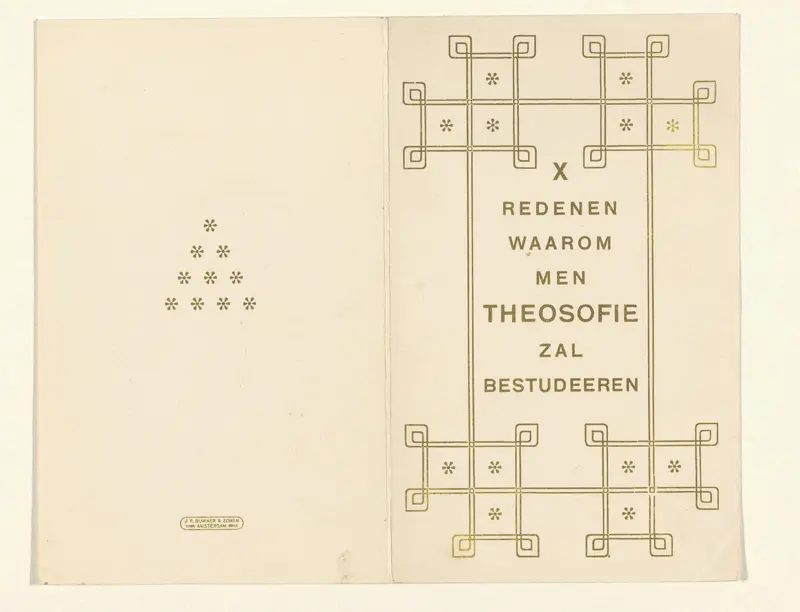 Ontwerp voor de omslag van de folder X Redenen waarom men Theosofie zal bestudeeren Wall Art by Mathieu Lauweriks - High-Resolution Digital Print