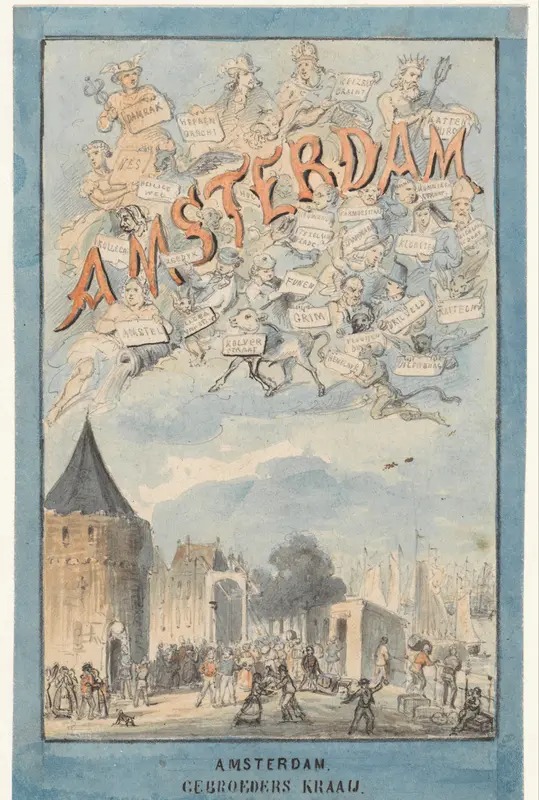 Ontwerp voor de omslag van het boek Amsterdam. Oorsprong en afleiding van de namen der grachten (...), van Johannes ter Gouw, 1858 Wall Art by Johan Coenraad Leich - High-Resolution Digital Print