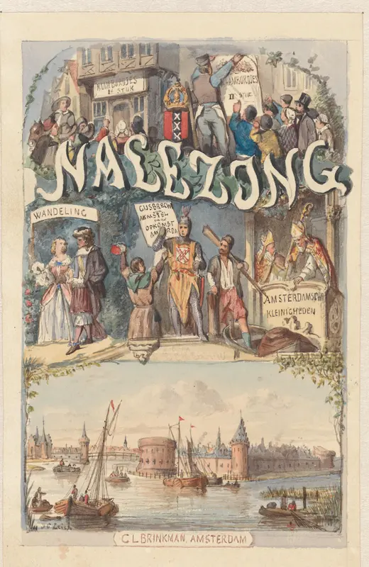 Ontwerp voor de omslag van Nalezing van Johannes ter Gouw, 1865 Wall Art by Johan Coenraad Leich - High-Resolution Digital Print