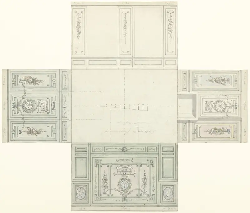 Ontwerp voor de wanddecoraties van een slaapkamer op Drakesteyn Wall Art by Jurriaan Andriessen - High-Resolution Digital Print