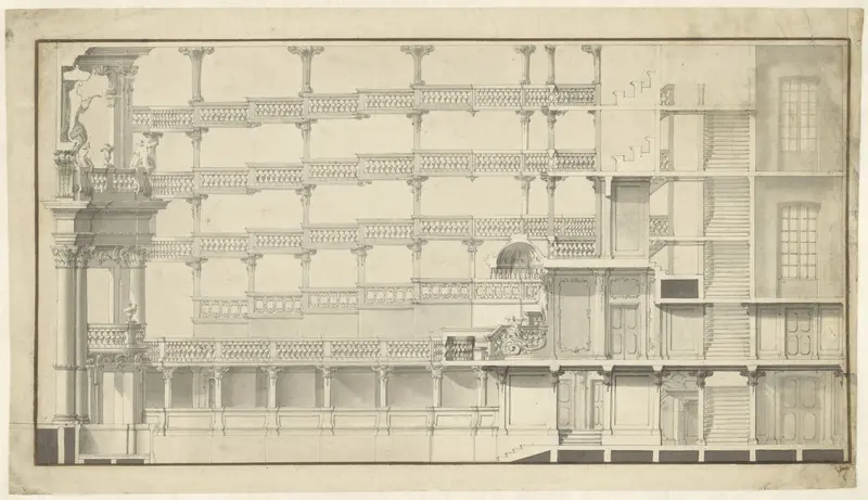 Ontwerp voor de zaal van de Hofoper, Mannheim, lengtedoorsnede Wall Art by Alessandro Galli Bibiena - High-Resolution Digital Print