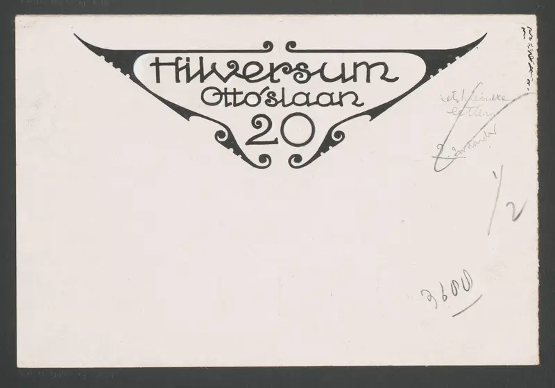 Ontwerp voor een adresvignet Otto's Laan 20 te Hilversum Wall Art by Reinier Willem Petrus de Vries (1874-1953) - High-Resolution Digital Print