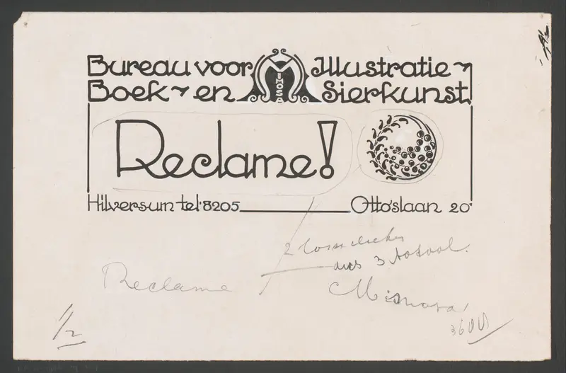 Ontwerp voor een advertentie van Bureau voor Illustratie, Boek- en Sierkunst Mimosa Wall Art by Reinier Willem Petrus de Vries (1874-1953) - High-Resolution Digital Print