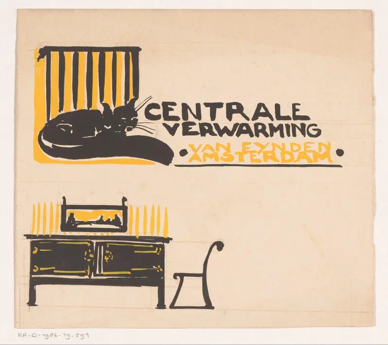 Ontwerp voor een advertentie voor centrale verwarming van Van Eynden te Amsterdam Wall Art by Reinier Willem Petrus de Vries (1874-1953) - High-Resolution Digital Print