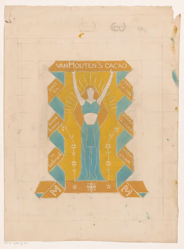 Ontwerp voor een advertentie voor Van Houten's Cacao Wall Art by Reinier Willem Petrus de Vries (1874-1953) - High-Resolution Digital Print