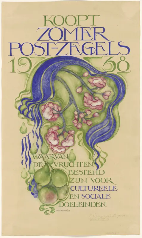 Ontwerp voor een affiche voor de verkoop van zomerpostzegels voor het jaar 1938 Wall Art by Unknown - High-Resolution Digital Print