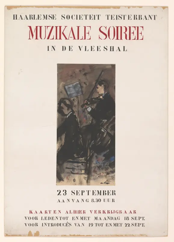 Ontwerp voor een affiche voor een Muzikale soiree in de Vleeshal, georganiseerd door de Haarlemse Sociëteit Teisterbant Wall Art by Unknown - High-Resolution Digital Print