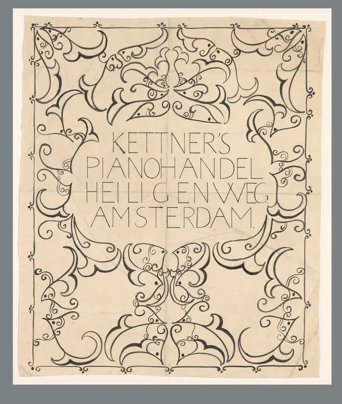 Ontwerp voor een affiche voor Kettner's Pianohandel Heiligenweg Amsterdam Wall Art by Carel Adolph Lion Cachet - High-Resolution Digital Print
