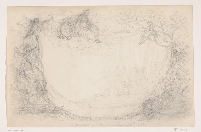Ontwerp voor een allegorie op de meerderjarigheid van Willem V, 1766 Wall Art by Reinier Vinkeles (I) - High-Resolution Digital Print