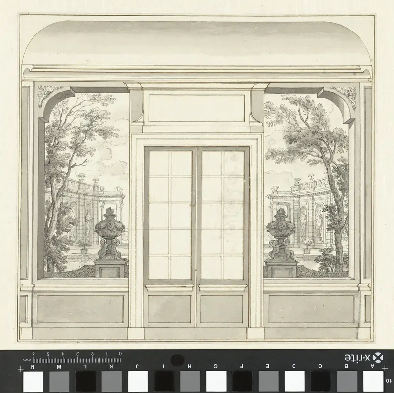 Ontwerp voor een behangselschildering aan weerszijden van deuren Wall Art by Isaac de Moucheron - High-Resolution Digital Print