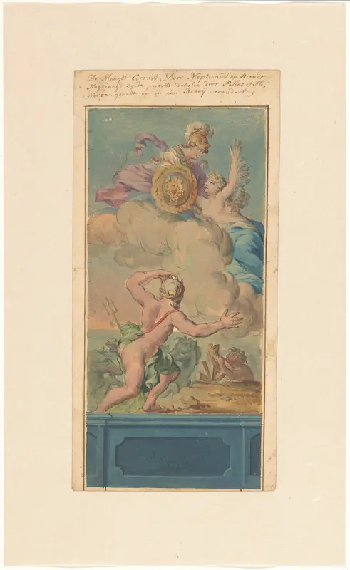 Ontwerp voor een behangselschildering met Coronis en Minerva Wall Art by Unknown - High-Resolution Digital Print