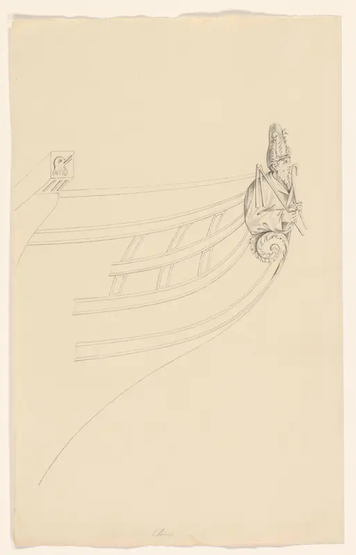 Ontwerp voor een boegbeeld voor het fregat Osiris Wall Art by A.J. Schouten (1775-1849) - High-Resolution Digital Print
