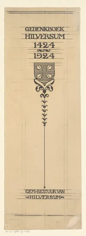 Ontwerp voor een boekrug voor: P.J. Ravesteijn, Gedenkboek Hilversum 1424-1924, 1924 Wall Art by Reinier Willem Petrus de Vries (1874-1953) - High-Resolution Digital Print